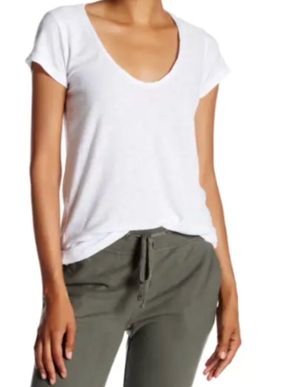 James Perse Deep Curved V-Neck T-Shirt